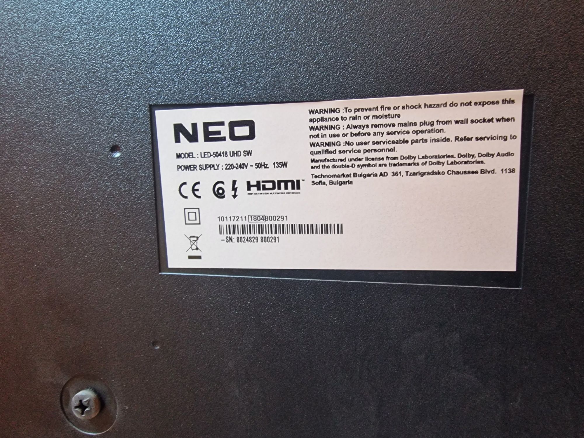 50" инча Neo LED-50418 UHD SW - за части