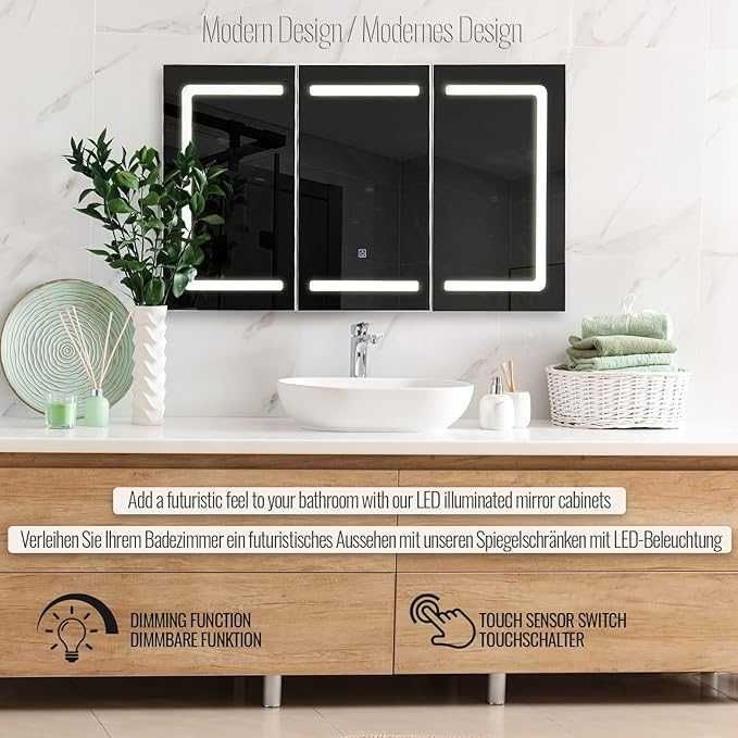 Шкаф с огледало за баня Aquamarin® с осветление