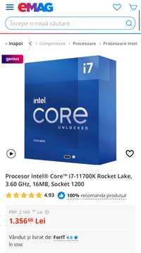 Sistem Intel Core i7- 11700, 16 Gb RAM 2400 MHz, SSD 500 Gb