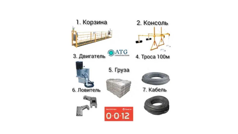 Строительная люлька ZLP 630 фасадная кабель трос двигатель редуктор