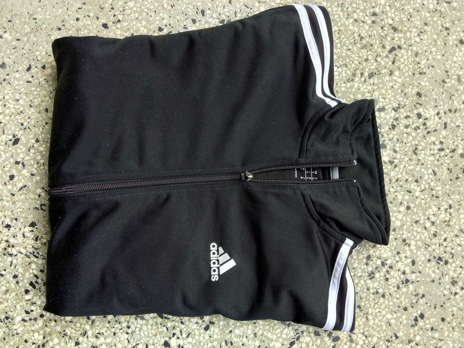 Дамско спортно горнище Adidas Three Stripe Full Zip, черно, размер S