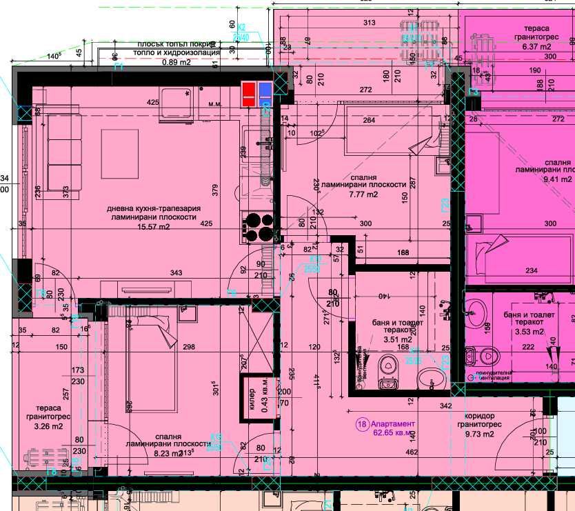 Тристаен апартамент, ет.2, 70.53 м2, цена: €95,000