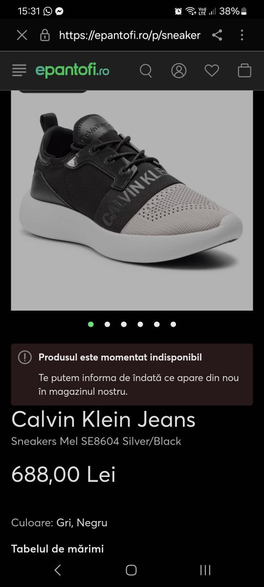 Adudasi femei calvin klein nr 38 stare impecabila