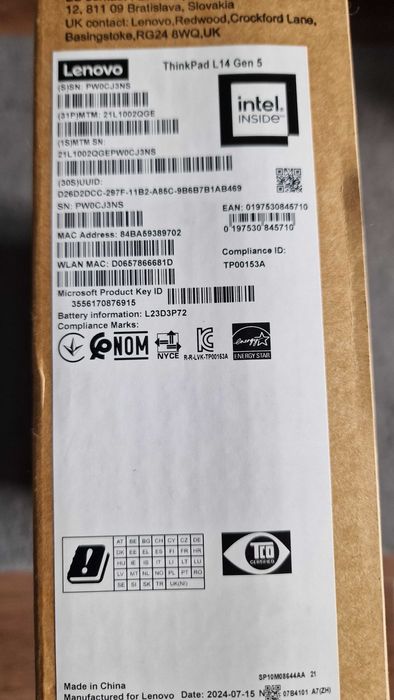 Lenovo ThinkPad L14 Gen 5, 14" WUXGA, Intel® Core™ Ultra 5 125U