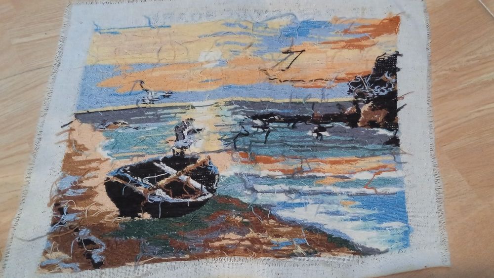 Rasarit de soare, goblen cusut manual, arta, colectie