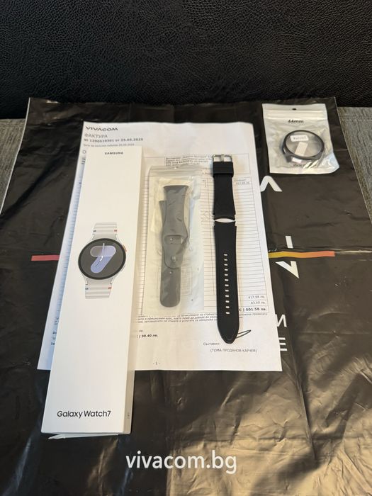 КАТО НОВ 44mm Samsung watch 7 BT Vivacom Гаранция 2026 Silver