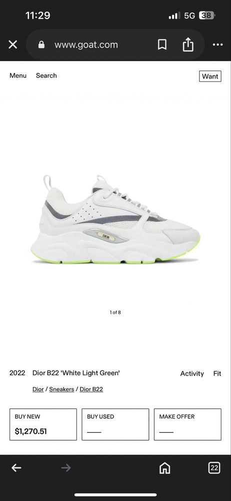 Dior b22 light green Сникърси 43н