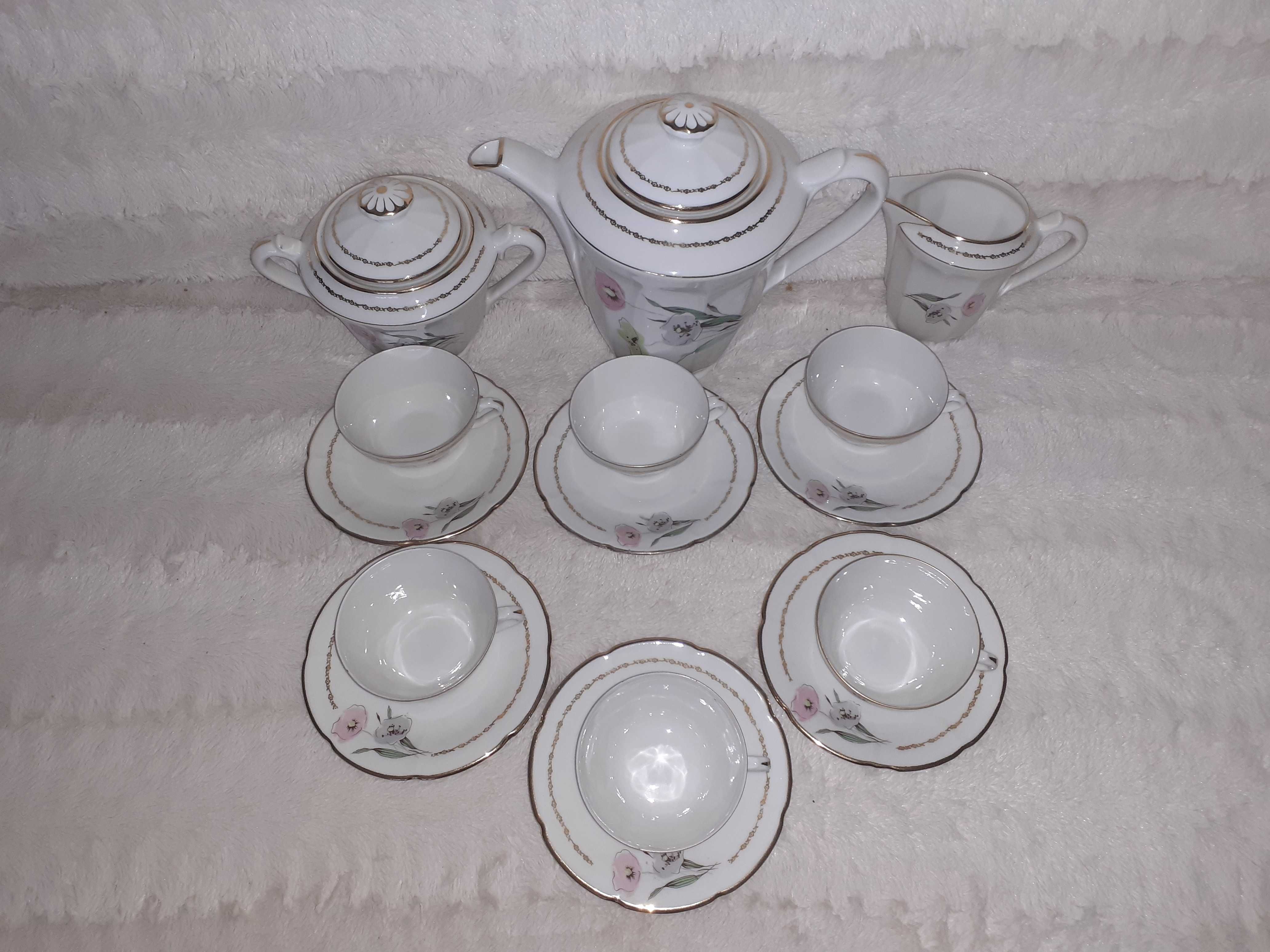 Set cafea portelan Limoges aurit