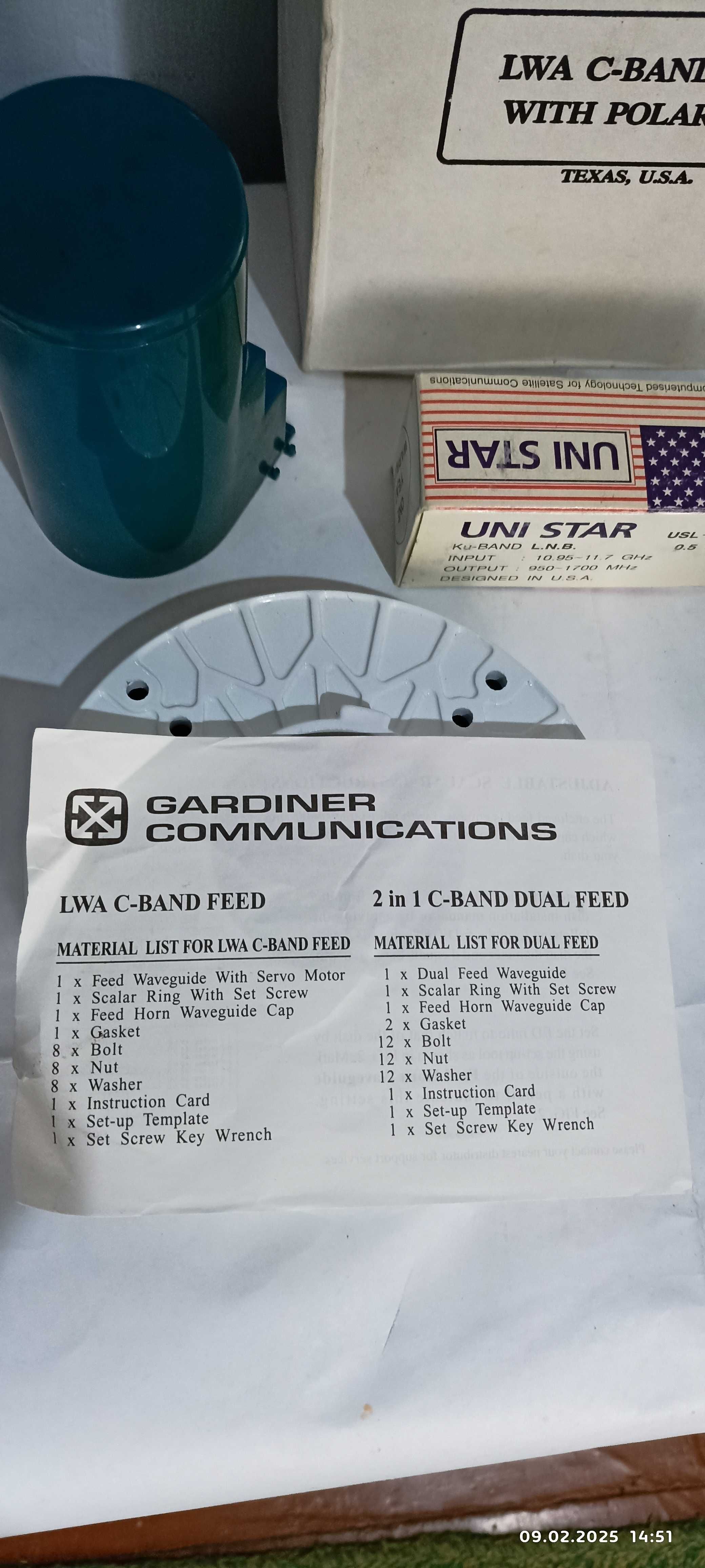 Поляризатор головок спутникового Т.В. "Gardiner" производство США.