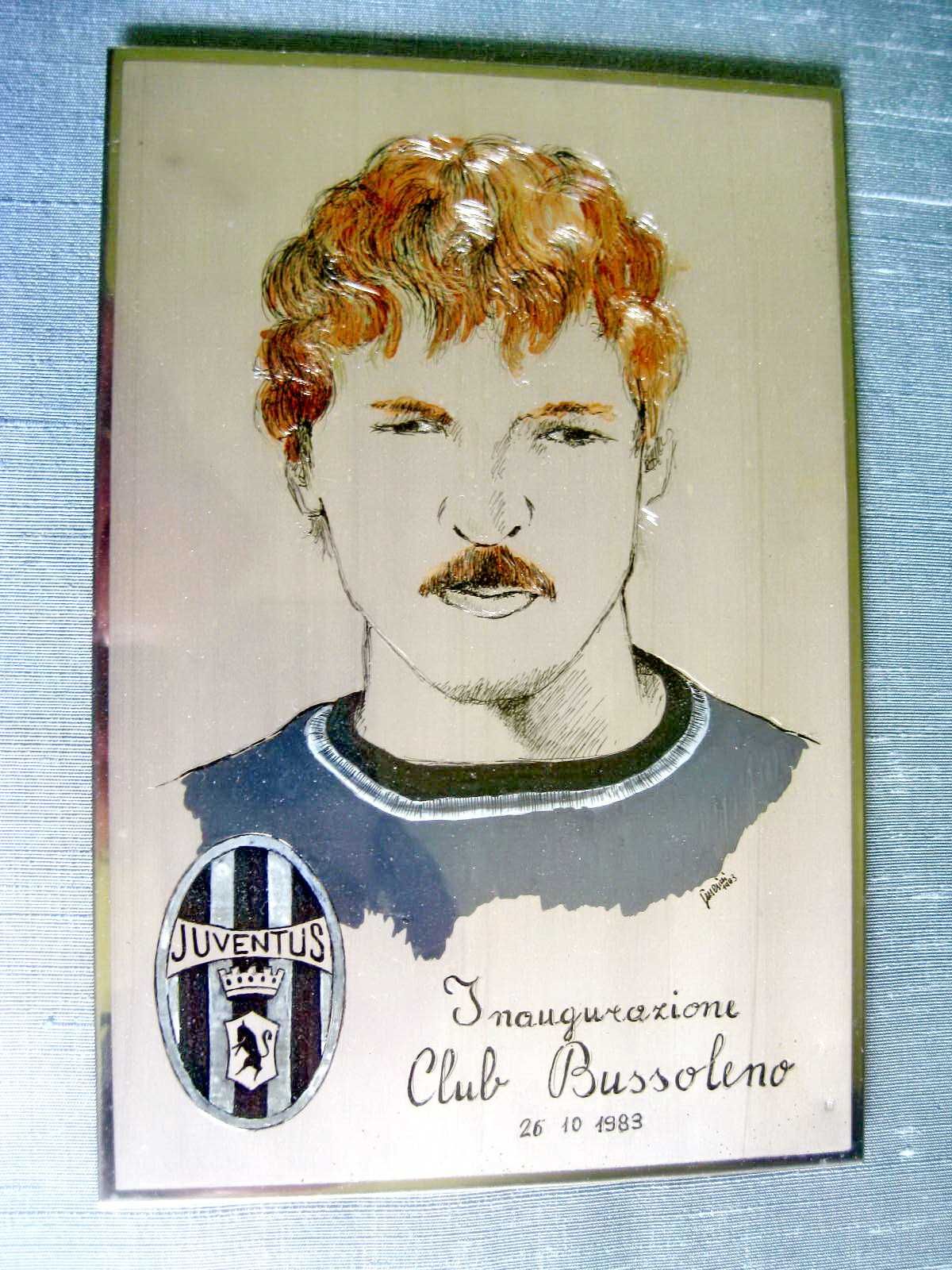 B454-I-Gravura argint-Juventus Luciano Favera Fotbal 1983 Club Bussol.