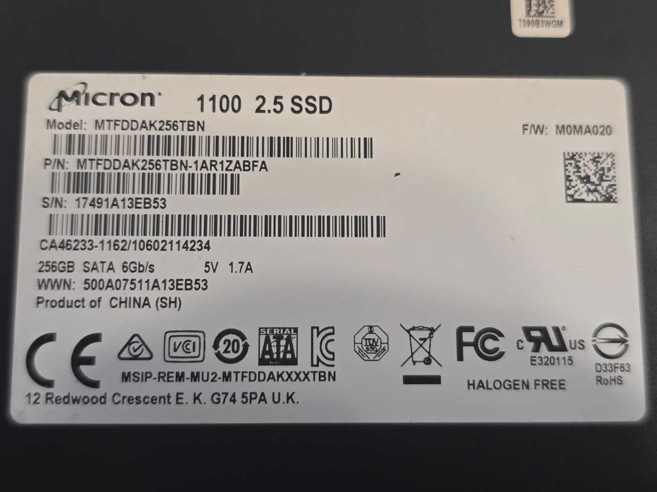 Solid-State Drive SSD Micron 256GB 2.5inch SATA3, 6Gb/s, MTFDDAK256TBN