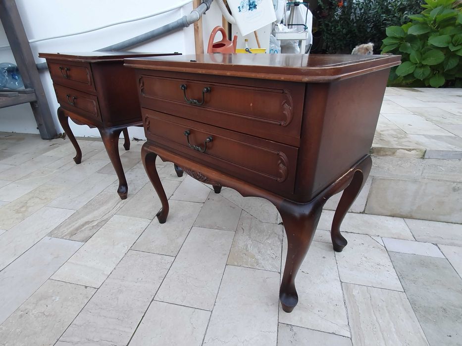 set 2 noptiere baroque vintage lemn masiv