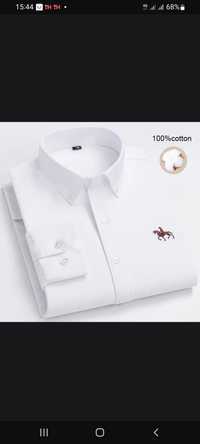 Мужская белая рубашка с длинными  100% хбрукавами