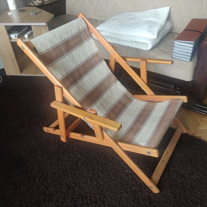 Дървен стол/шезлонг, сгъваем, 3 позиции, за градина/тераса/басейн- 2бр