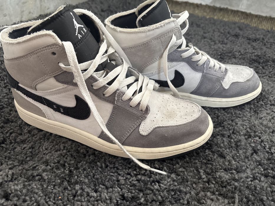 Air Jordan 1 Mid Trainers Cement Grey Black White Tech Grey Sail