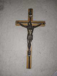 crucifix vechi de perete din lemn & metal