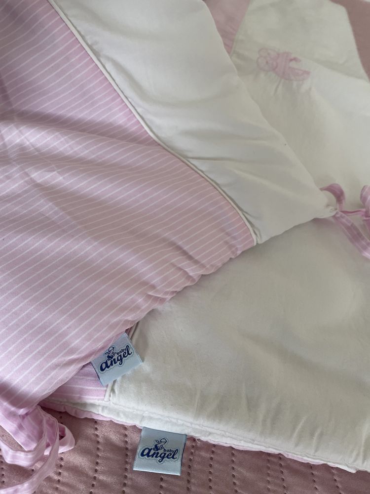 ANGEL BABY олекотена завивка и обиколник в бебешко-розов цвят