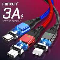 Cablu magnetic Fonken lungime 1 m Micro Usb/Usb C/ Iphone