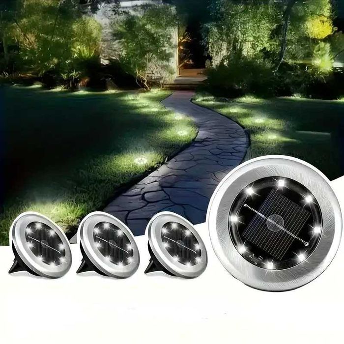 Градински лампи със соларини панели 12 броя - бяла светлина