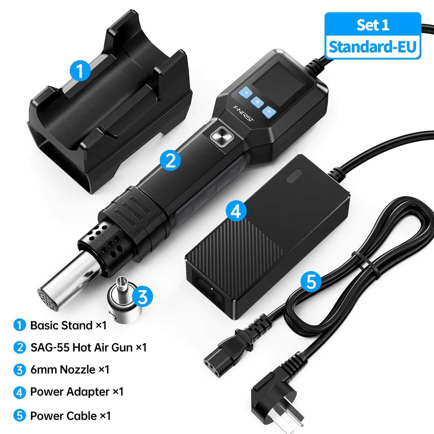 Fnirsi SAG-55 Pistol cu ​​aer cald inteligent de 550 W, compact