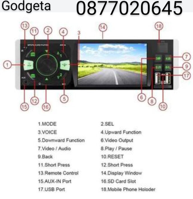 Мултимедия за кола Мp3 , usb, DVD Pioneer 1 din  5 инча универсален