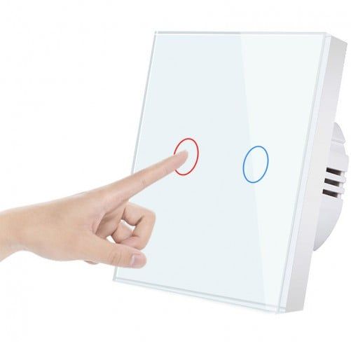 Intrerupator touch iUni 2F, Sticla Securizata, LED