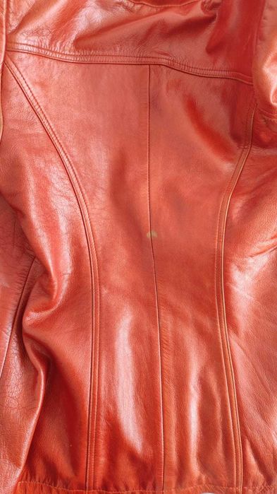 Geaca de piele naturala dama rosie maro caramizie marimea S