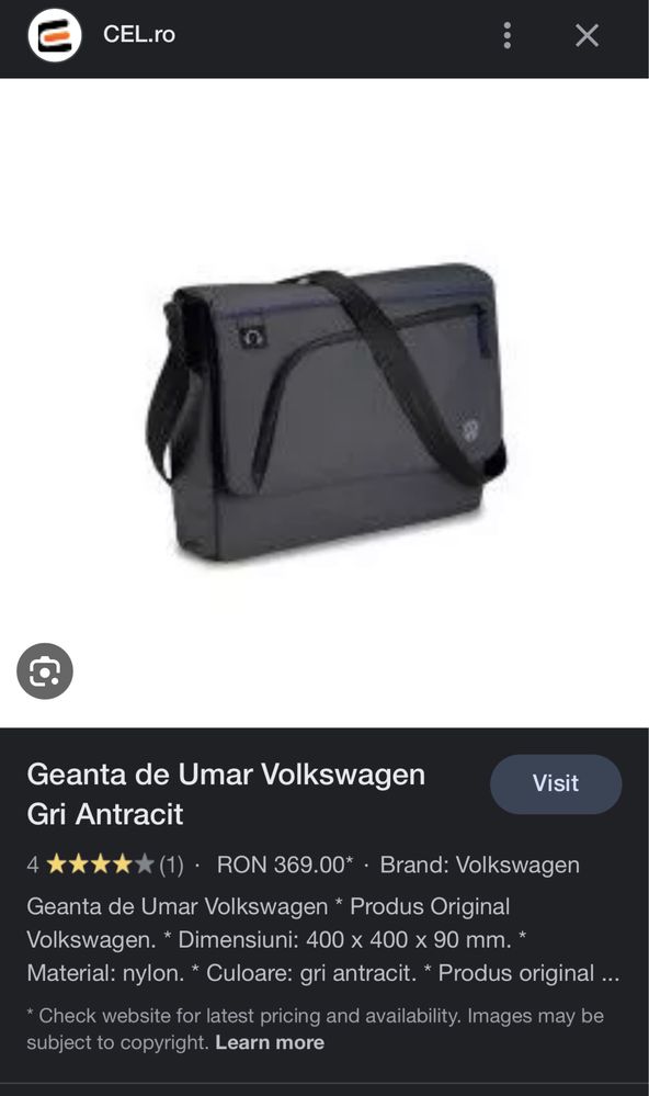Geanta laptop gri Volkswagen