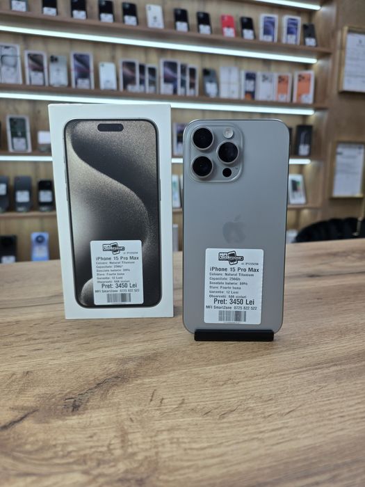 iPhone 15 Pro Max Natural Titanium 256Gb - Garantie 12 luni
