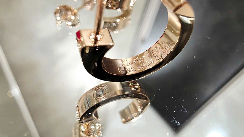 CARTIER Love Rose Gold Hoop 2 Diamonds Small Model Дамски Обеци