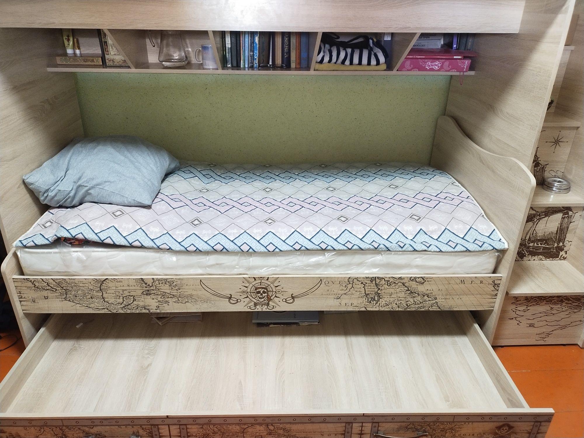 Двухъярусная кровать с матрасом, кровать для детей