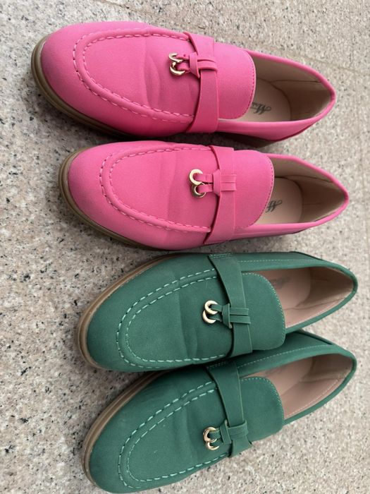 Мокасини в зелено и розово комплект 40лв.
