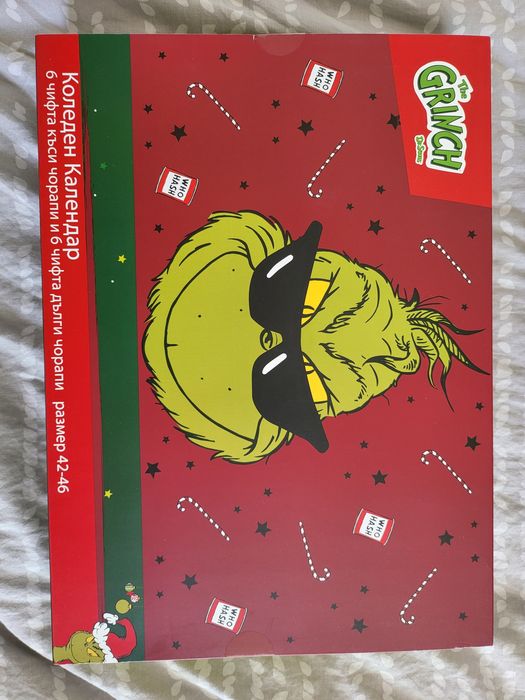 Коледен календар с чорапи за мъже и жени Гринч адвент календар Grinch