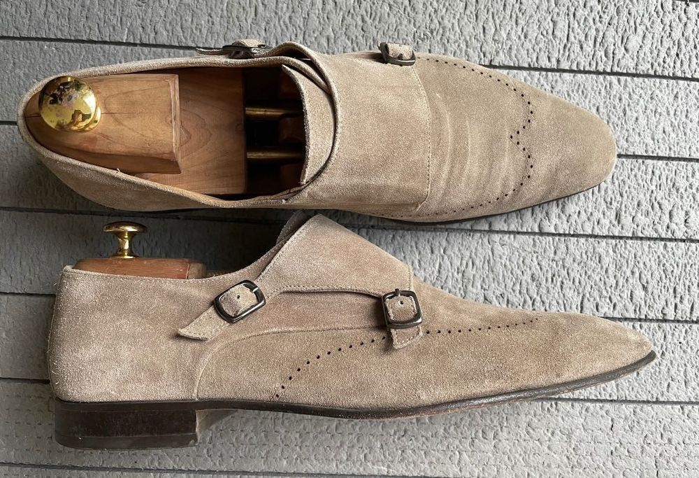 Pantofi Double Monk Strap Piele intoarsa Nr 43
