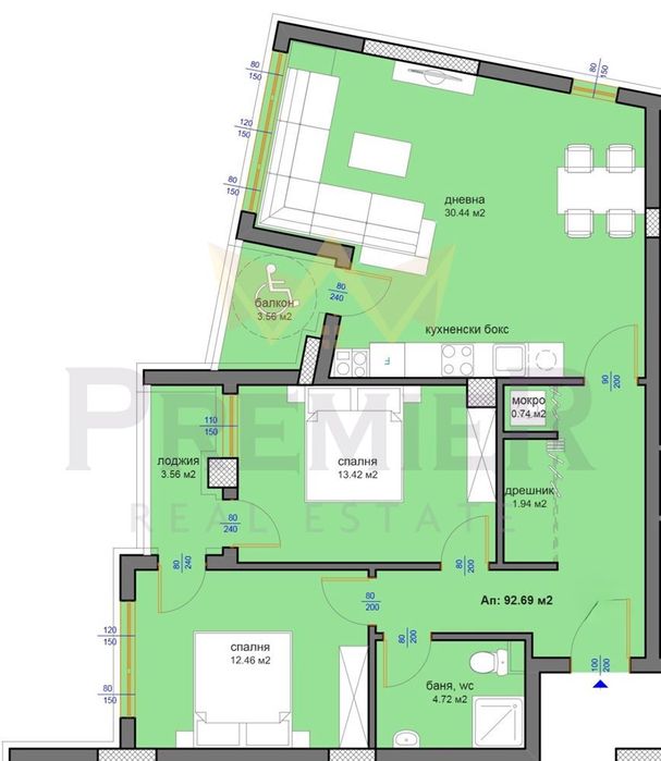 3-стаен в Бургас-Меден рудник - зона Д