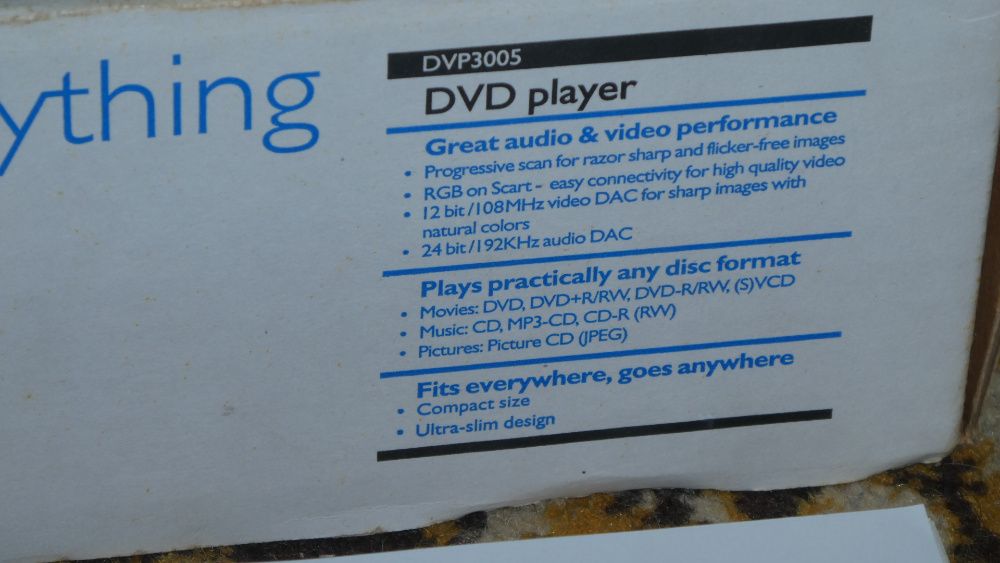Philips DVD player nou. cu telecomandă
