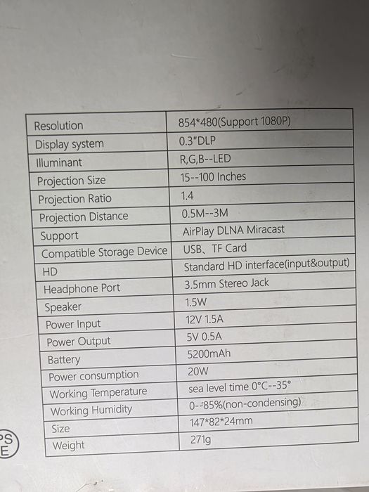 Videoproiector portabil cu acumulator