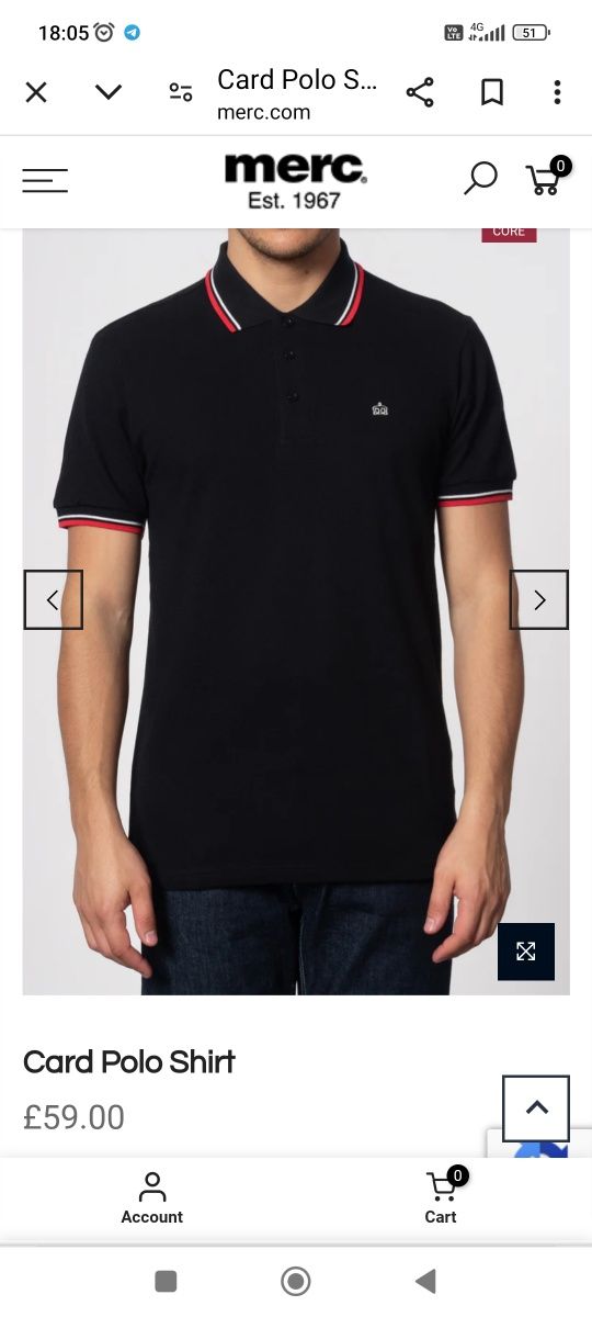 Tricou Merc London mărimea M bărbat polo cu guler și nasturi 100% bumb