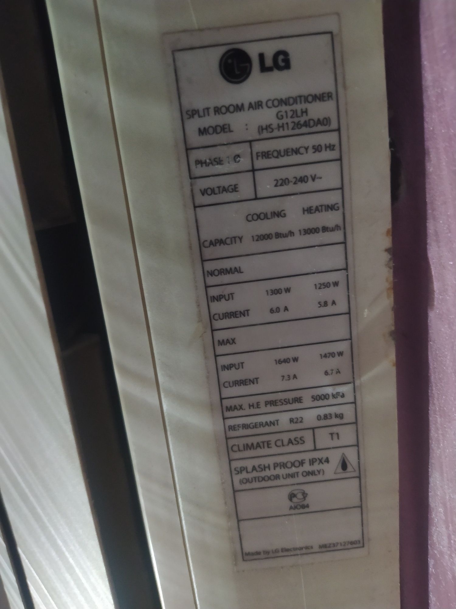 Lg konditsioner sotlad