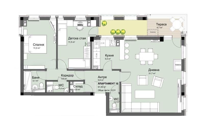 Тристаен за продажба в ж.к. Красно село