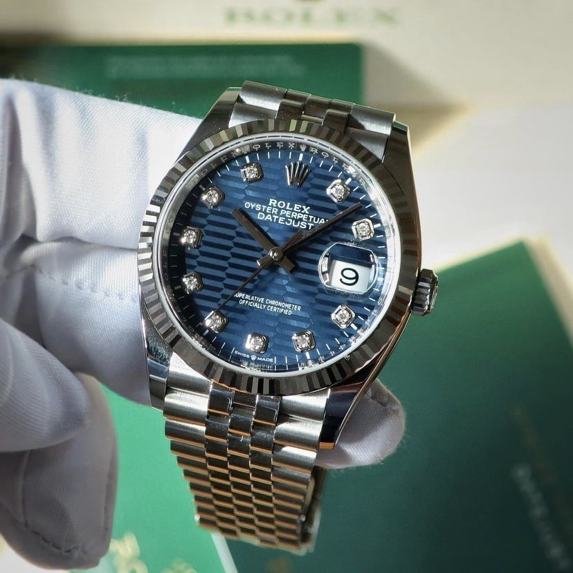 ceas rolex datejust blue dial 36 mm