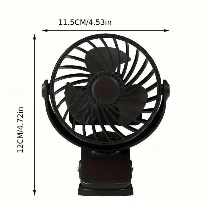 Ventilator portabil cu clapeta si LED - reincarcabil