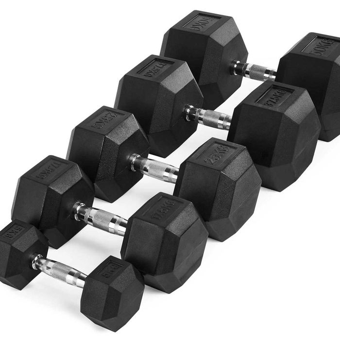 Гумирани Дъмбели HEX-Pro 5-40 кг, 15 чифта, Хексагонални Гири