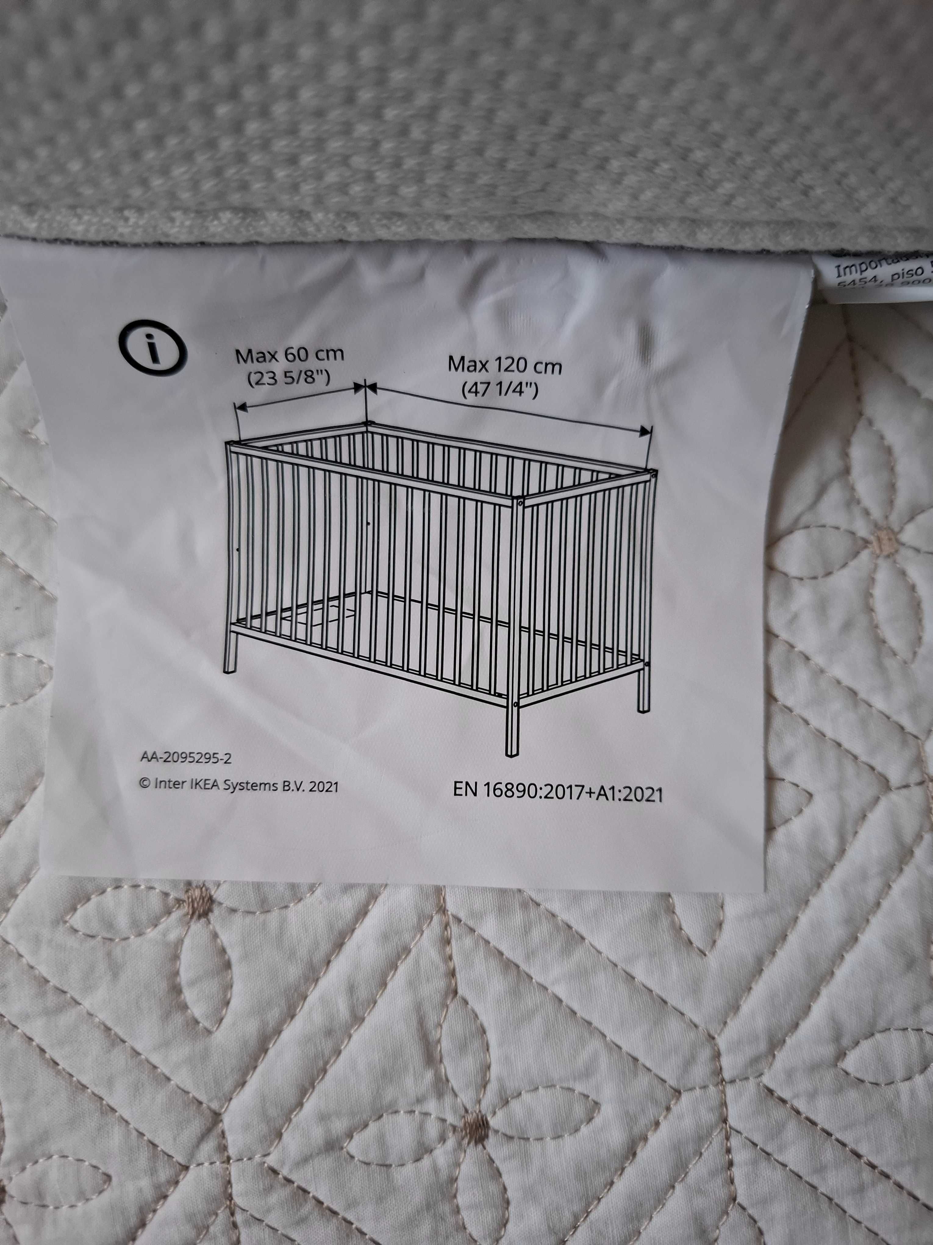 Pătuț IKEA, lemn de fag, cu saltea