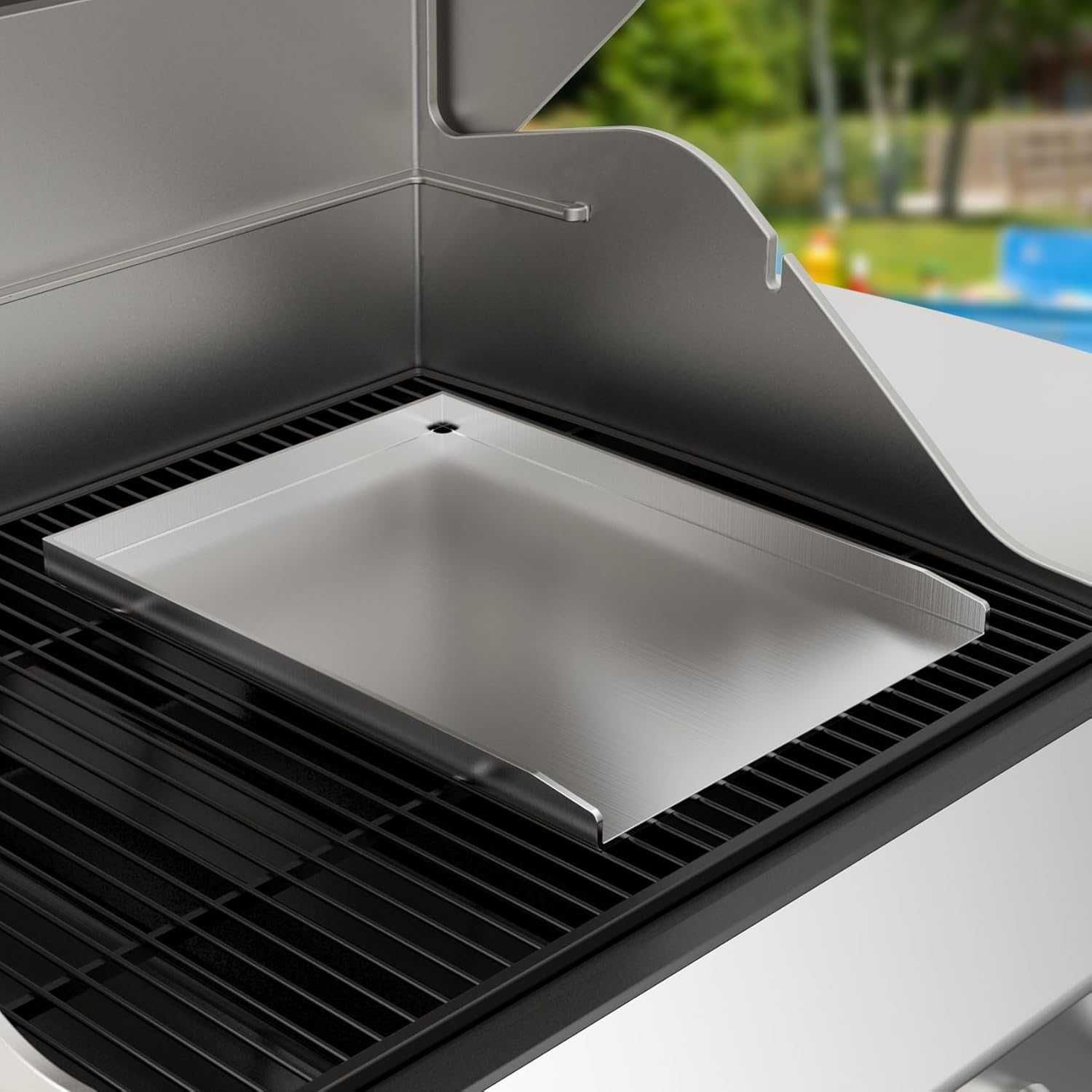 Plita de grătar din inox solid 4 mm ,44,5 x 26 x 2,5 cm universala