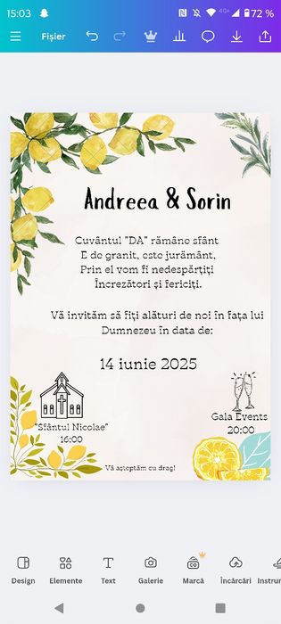 Realizez invitații digitale cu designul dorit