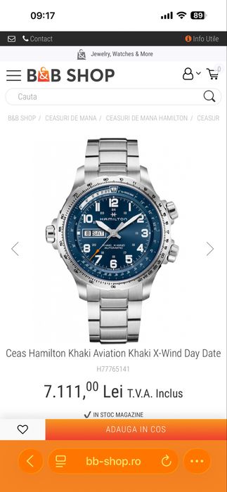 Ceas Hamilton Khaki Aviation Khaki X-Wind Day Date