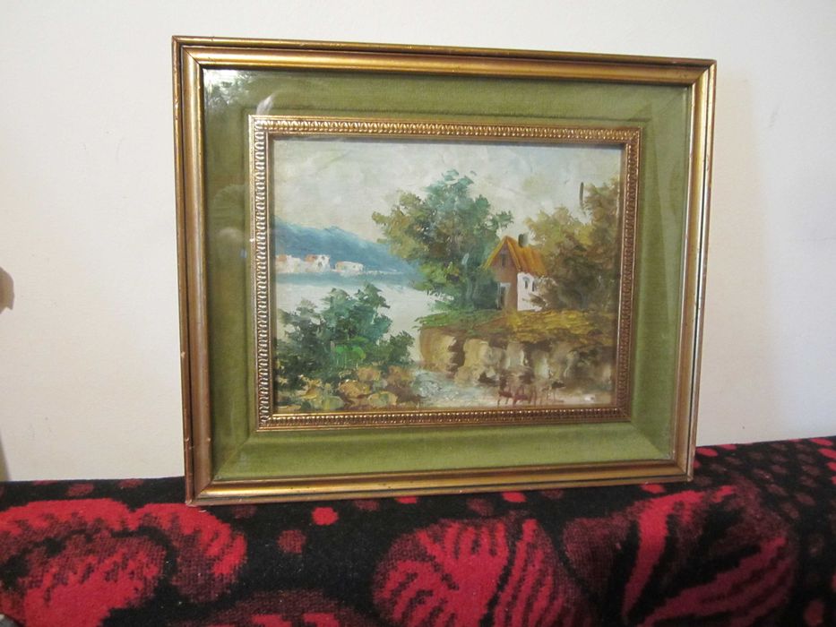 Tablou an ulei  cu rama dubla foarte frumos