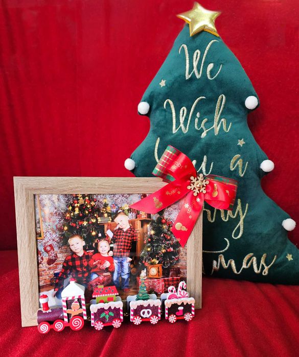 3D Коледна дървена рамка ръчна изработка влакче