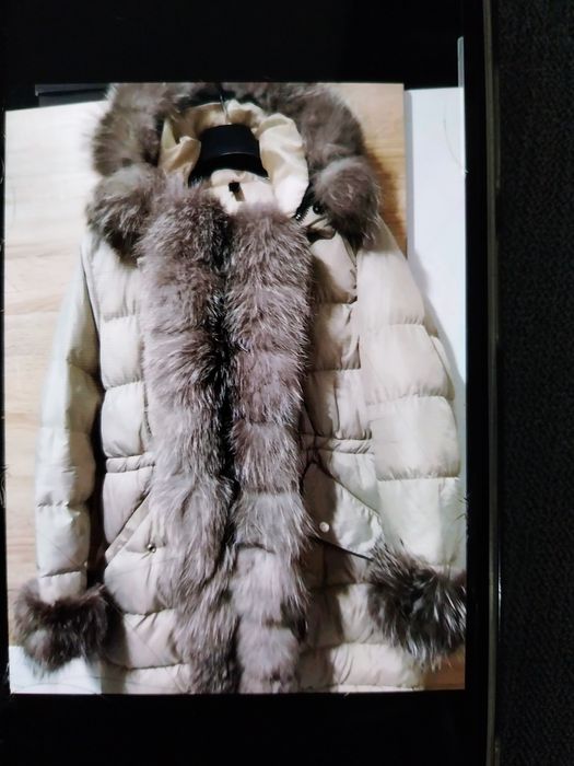 Дамска парка с естествен косам от сребърна лисица